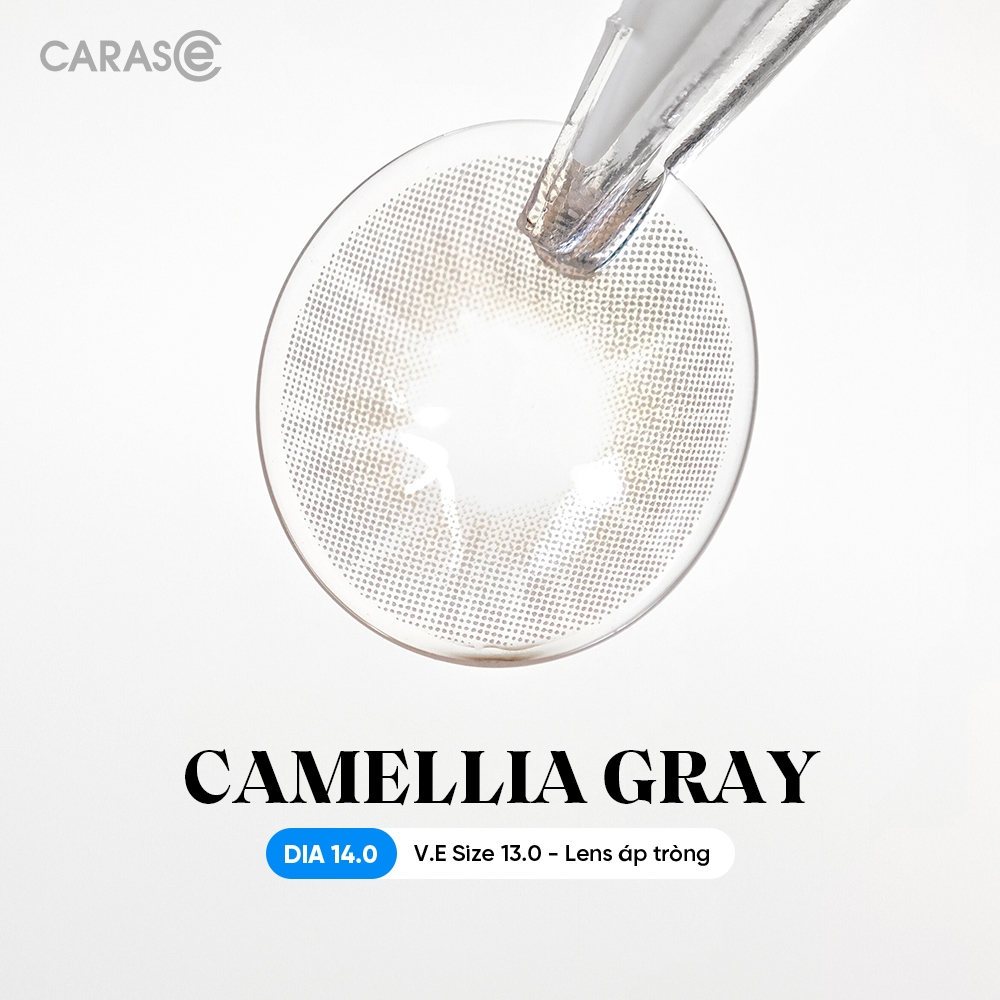 [1 chiếc] Kính áp tròng khoá ẩm 16H 1 Tháng Màu Xám Khói CARASE, Lens cận CAMELLIA GRAY