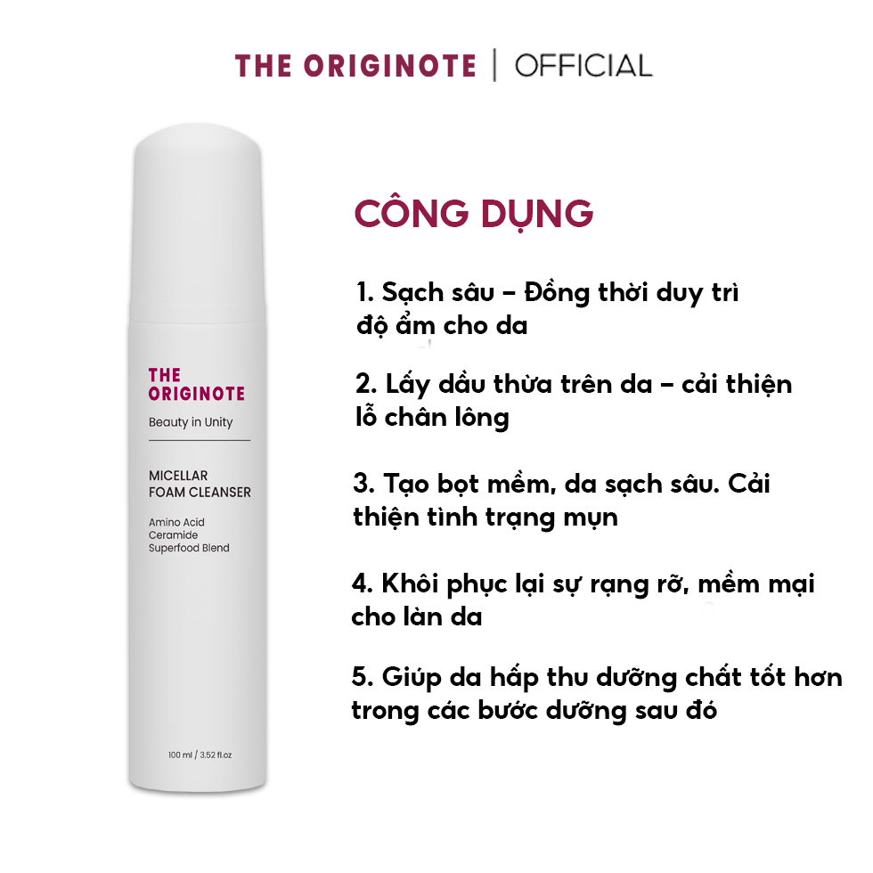 Combo 5IN1 chăm sóc da toàn diện The Originote hỗ trợ giảm mụn và làm sáng da dưỡng ẩm