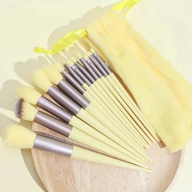 [Tặng hộp + túi] Bộ Cọ FIX Trang Điểm 13 Món Makeup Cá Nhân Chuyên Nghiệp Màu Xanh Vàng Nội Địa Trung