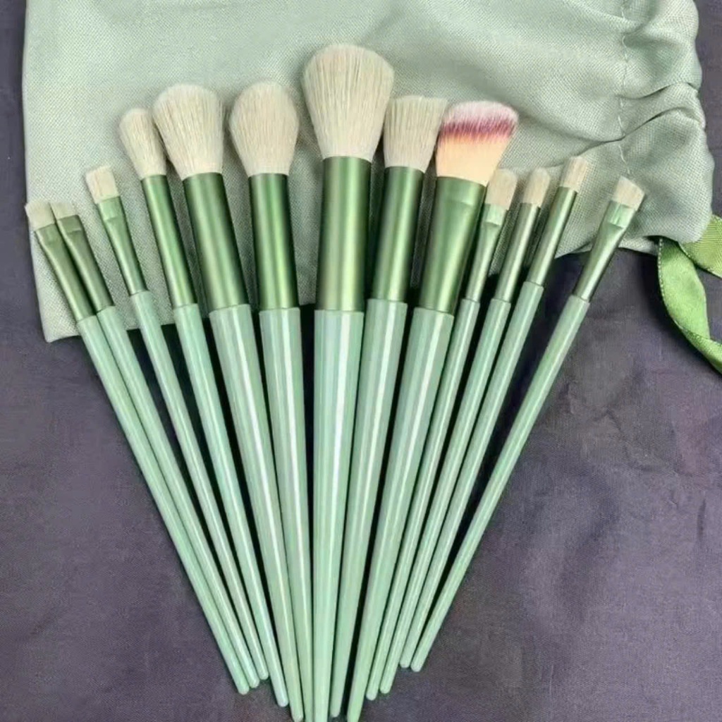 [Tặng hộp + túi] Bộ Cọ FIX Trang Điểm 13 Món Makeup Cá Nhân Chuyên Nghiệp Màu Xanh Vàng Nội Địa Trung