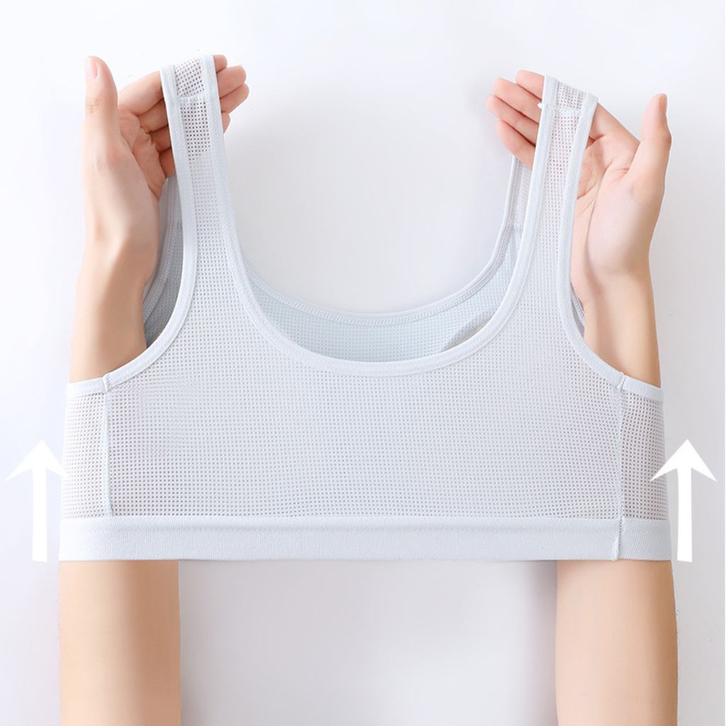 Áo bra thể thao cotton phối lưới thoáng mát - Áo lót học sinh tuổi dậy thì đệm mút sẵn êm ái A611