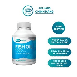 Thực phẩm bảo vệ sức khỏe FISH OIL 1000MG bổ sung DHA và EPA cho cơ thể, tốt cho thị lực và não bộ (100 viên)