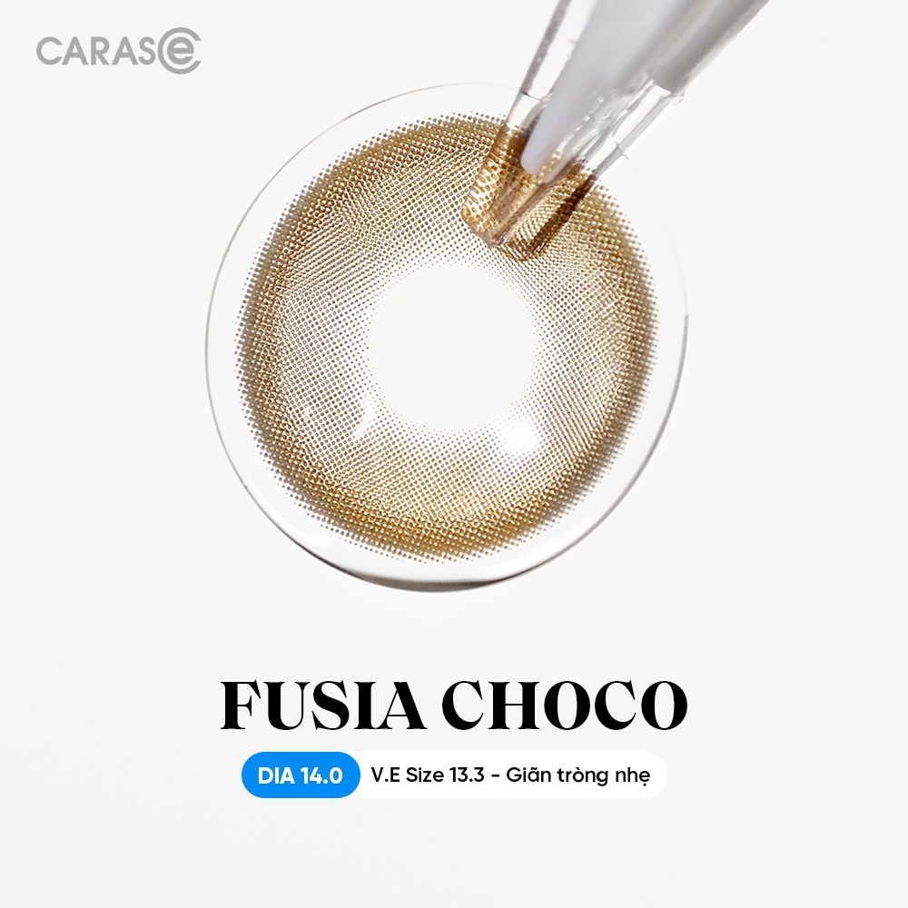 [1 chiếc] Kính áp tròng khoá ẩm 16H 1 Tháng Màu Nâu Chocolate trung tính CARASE, Lens cận FUSIA CHOCO