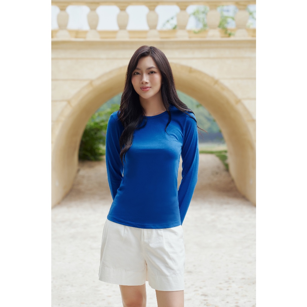 Áo Thun Nữ Tay Dài Chất Cotton Trẻ Trung Năng Động Nhiều Màu NINOMAXX 2510001