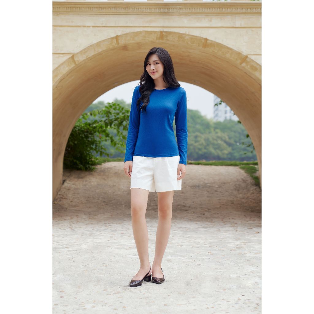 Áo Thun Nữ Tay Dài Chất Cotton Trẻ Trung Năng Động Nhiều Màu NINOMAXX 2510001