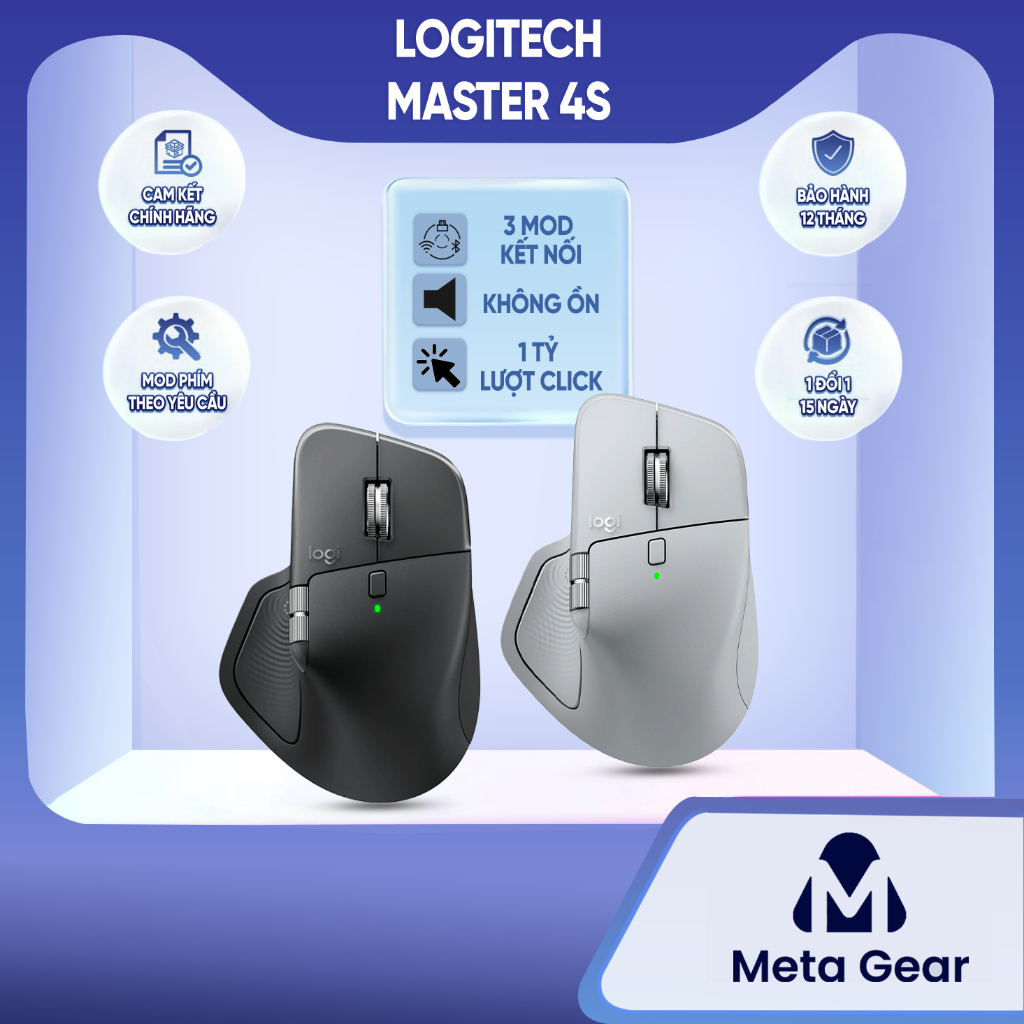 [CHÍNH HÃNG] Chuột không dây Logitech MX Master 4 & Master 3S- Chuột Bluetooth không tiếng, Thiết kế công thái học