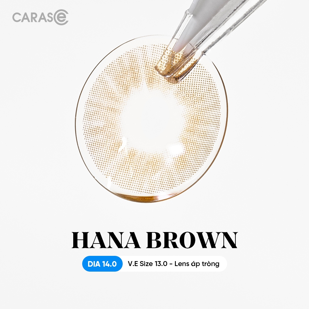 [1 chiếc] Kính áp tròng khoá ẩm 16H 1 Tháng Màu Nâu Ánh Vàng Nhẹ CARASE, Lens cận HANA BROWN