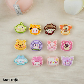 Set 12 Sticker, Charm 3D chủ đề 3 mắt xanh gắn Dép Sục, Cá Sấu JB-194 Mita