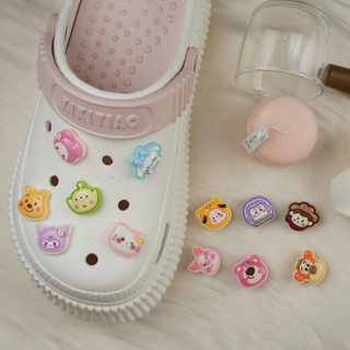 Set 12 Sticker, Charm 3D chủ đề 3 mắt xanh gắn Dép Sục, Cá Sấu JB-194 Mita