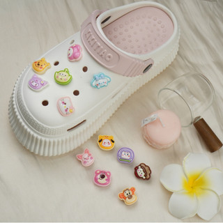 Set 12 Sticker, Charm 3D chủ đề 3 mắt xanh gắn Dép Sục, Cá Sấu JB-194 Mita