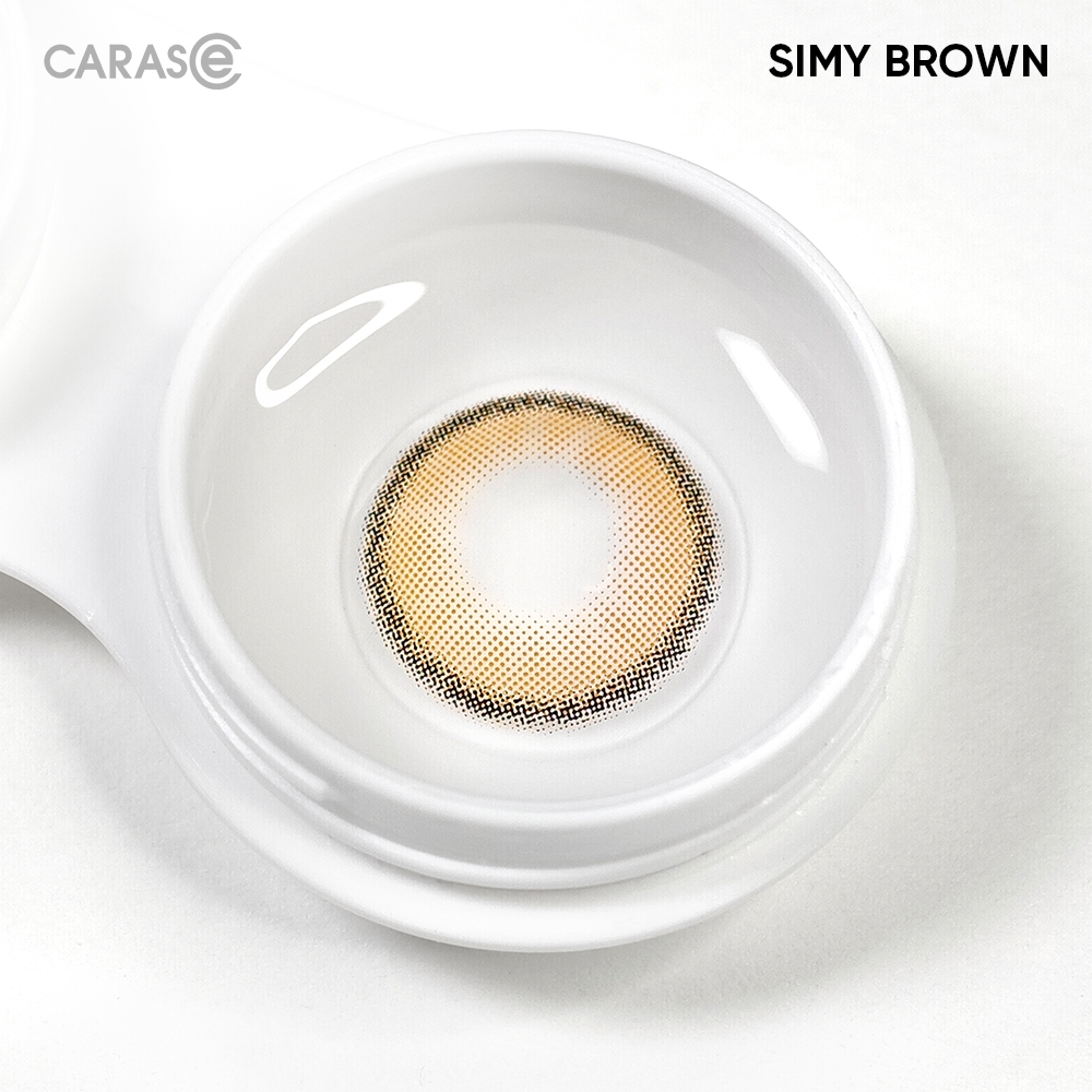 [1 chiếc] Kính áp tròng khoá ẩm 16H 1 Tháng Màu Nâu Đồng Sáng Nhẹ CARASE, Lens cận SIMY BROWN