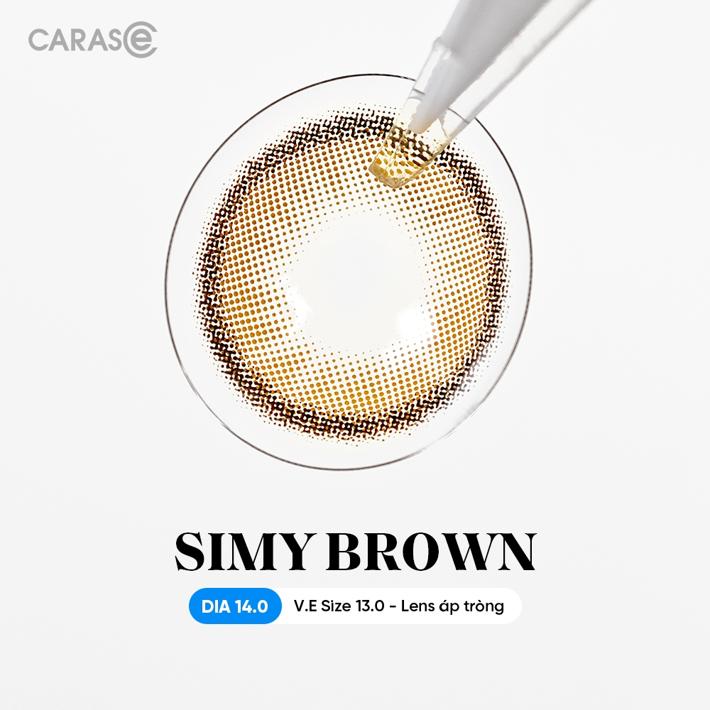 [1 chiếc] Kính áp tròng khoá ẩm 16H 1 Tháng Màu Nâu Đồng Sáng Nhẹ CARASE, Lens cận SIMY BROWN