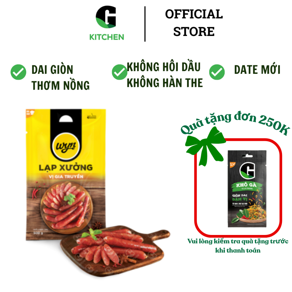 [GIÁ SỐC] COMBO 3 Túi Lạp xưởng vị gia truyền Wyn G Kitchen 500g và 200g [Giao toàn quốc]
