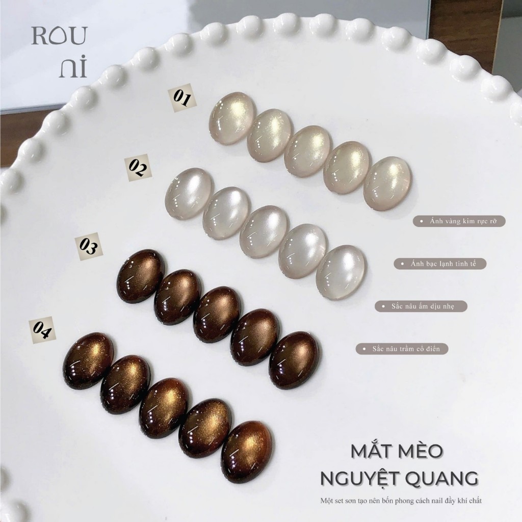 ROUni Sơn gel mắt mèo hổ phách nâu & mắt mèo nguyệt quang hot sale thu đông 2026 hiệu ứng mắt mèo