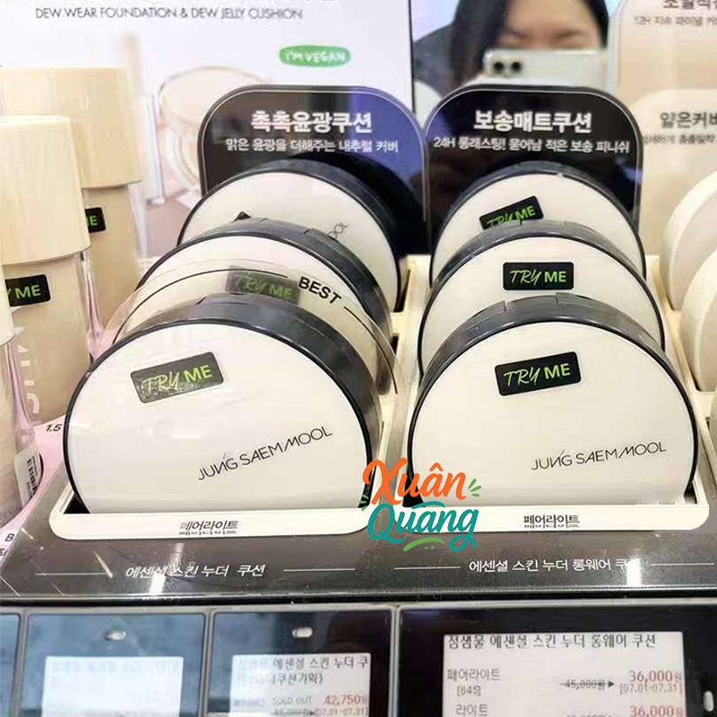 Phấn Nước Che Phủ Jung Saem Mool Essential Skin Nuder Cushion , Che Phủ 12 Giờ, Giữ Ẩm Tự Nhiên