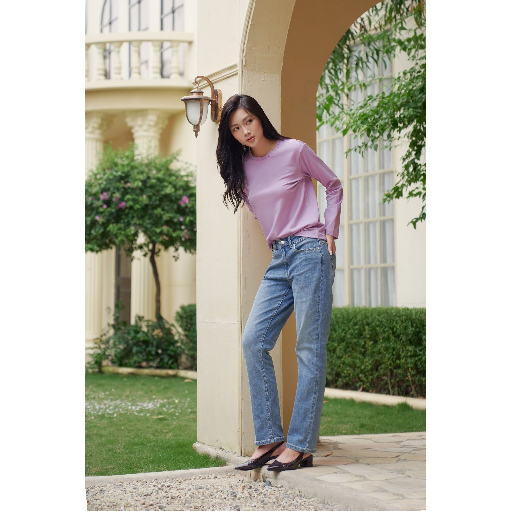 Áo Thun Nữ Tay Dài Cổ Tròn Chất Cotton Nhiều Màu NINOMAXX 2510003