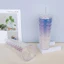Ly Nước 2 Lớp 710ml – Cốc Vảy Cá Cách Nhiệt Có Nắp Đậy, Vân Kim Cương Sang Trọng, Đẹp Mắt