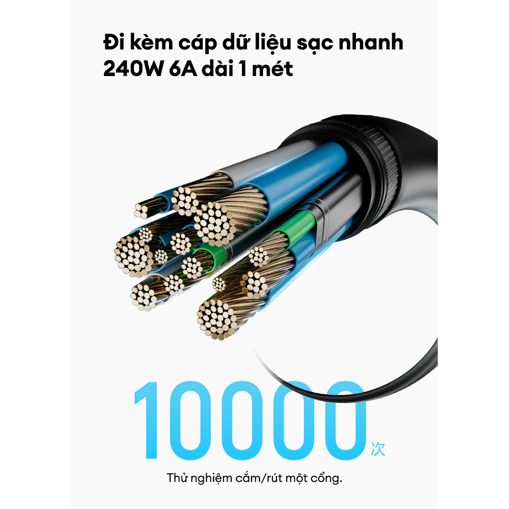 Độ hoàn thiện cao cấp và chân cắm gập tiện dụng của củ sạc 120W