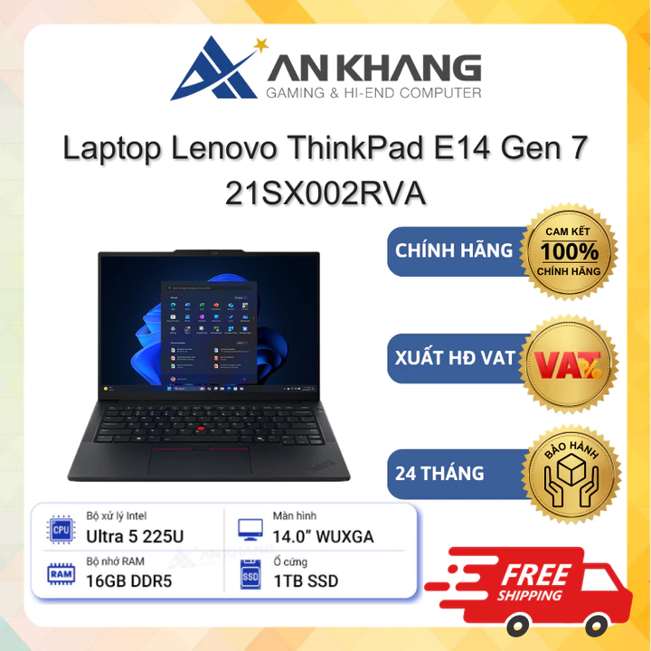 Laptop Lenovo ThinkPad E14 Gen 7 21SX002RVA (ULT5-225U/ 16GB Ram/ 1TB SSD/ 14"WUXGA) Chính hãng Bảo hành 24 Tháng