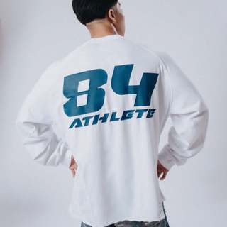 Áo Thun tay dài màu WHITE logo Degrey màu NAVY kiểu dáng rộng raglan - OVSTADATRANG