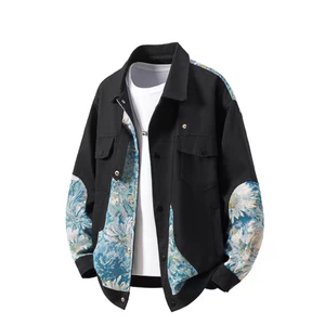 Áo khoác nam cổ đứng thêu họa tiết thời thượng, thiết kế mới mùa xuân thu