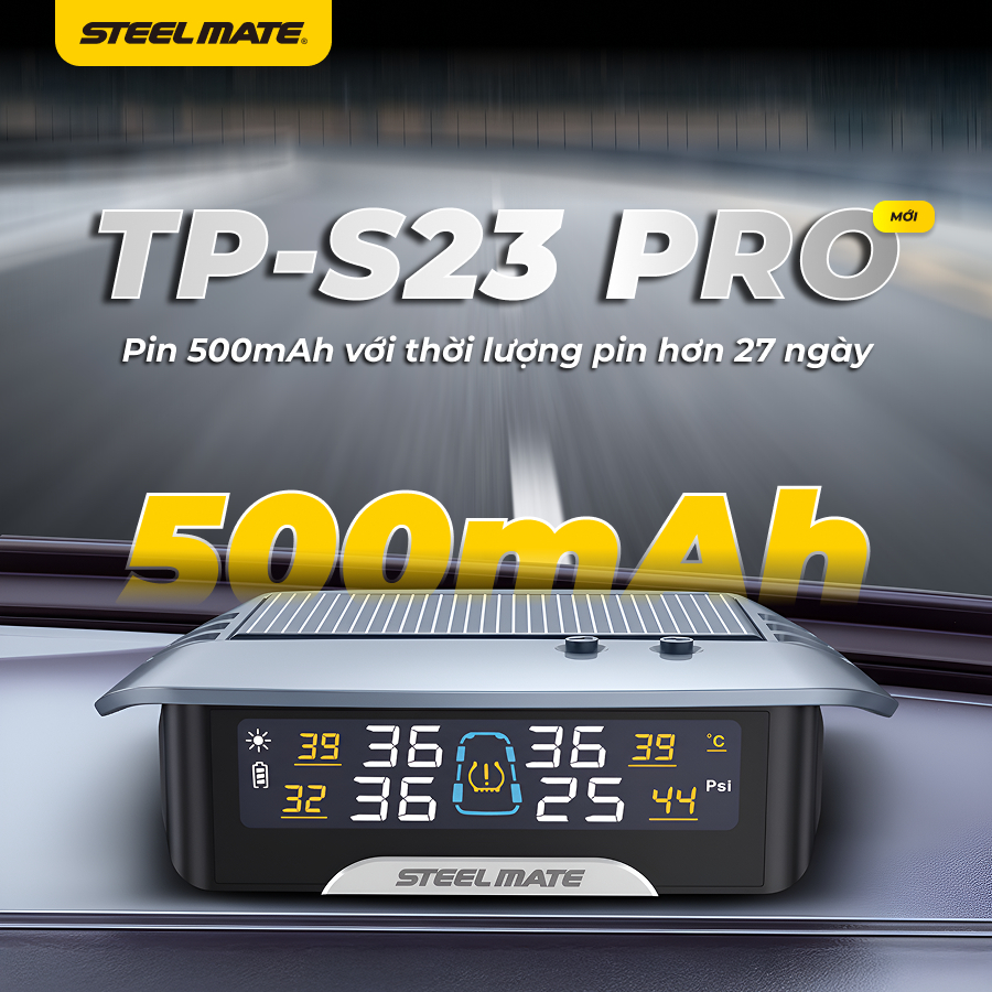 [TPMS] Cảm Biến Áp Suất Lốp STEELMATE  TP-S23 PRO Ô Tô Van Trong - Màn Hình rời, Giọng nói tiếng Việt