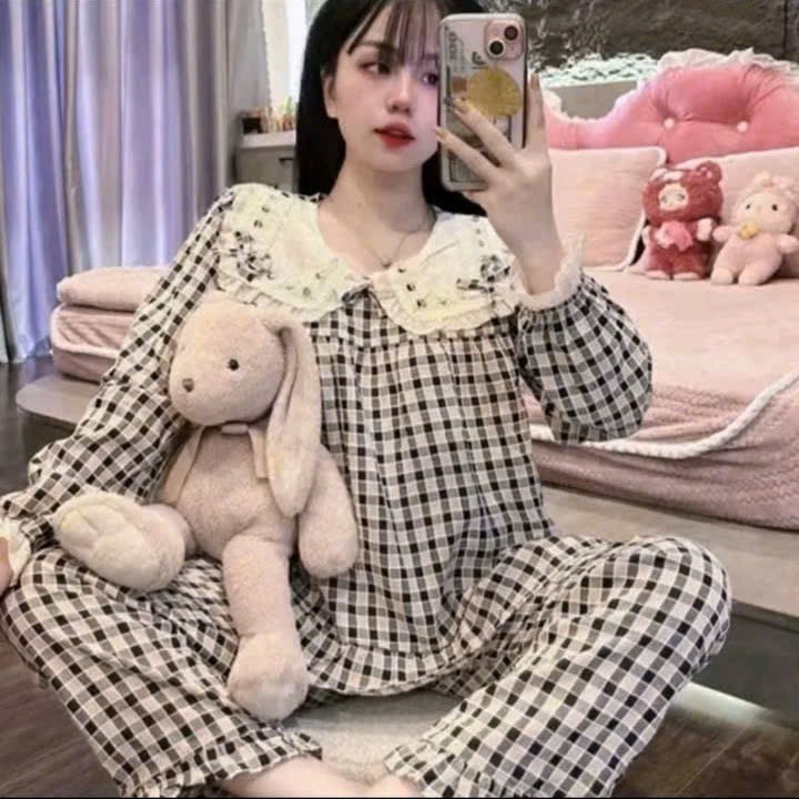 Bộ Phom Babydoll Cổ Và Tay Ren , Quần Dài - MS A07