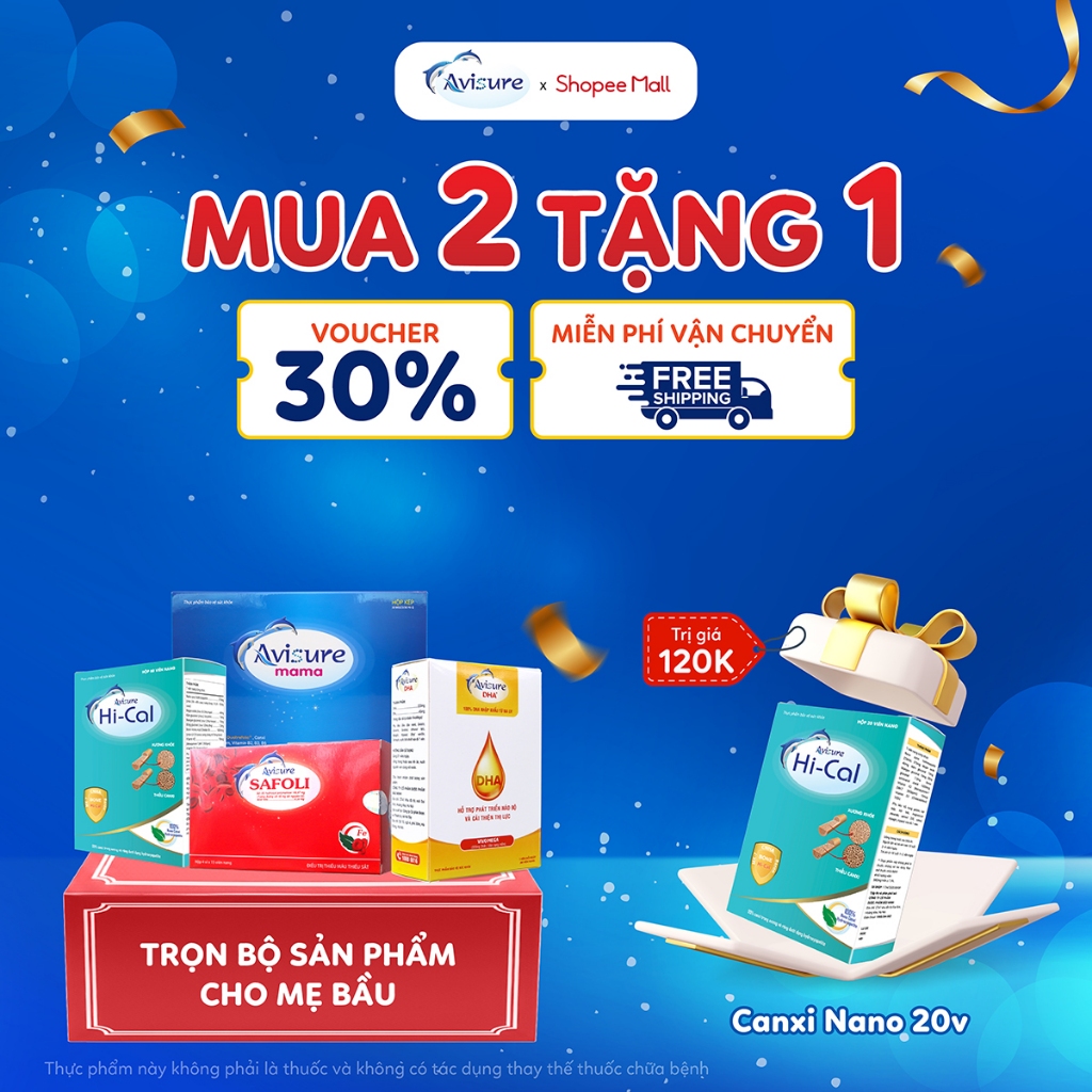 Trọn bộ Avisure TPBVSK sắt canxi DHA Vitamin tổng hợp cho bà bầu, trước bầu,