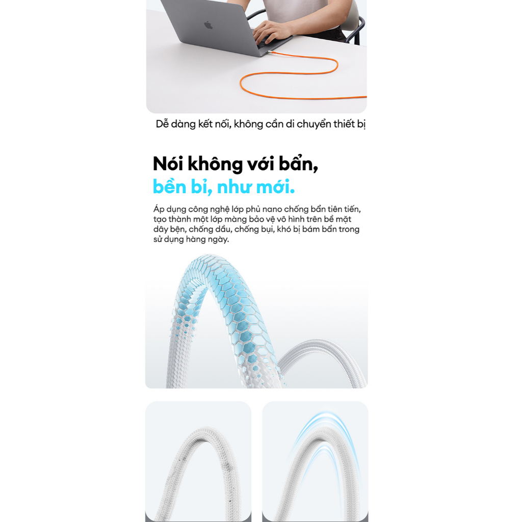 Thiết kế đầu cáp Cuktech bọc hợp kim chắc chắn