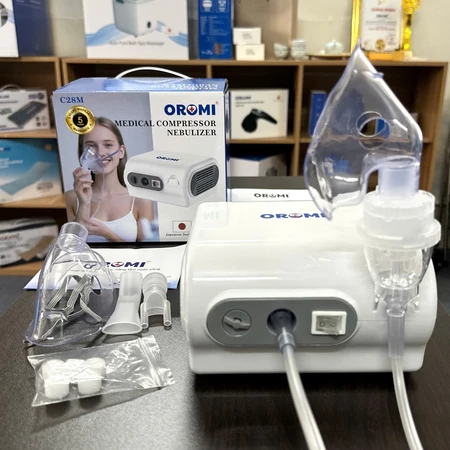 Máy Xông Khí Dung Oromi C28M Công Nghệ Van Ảo Cho Kích Thước Hạt Thuốc Siêu Nhỏ, Phù Hợp Với Mọi Lứa Tuổi