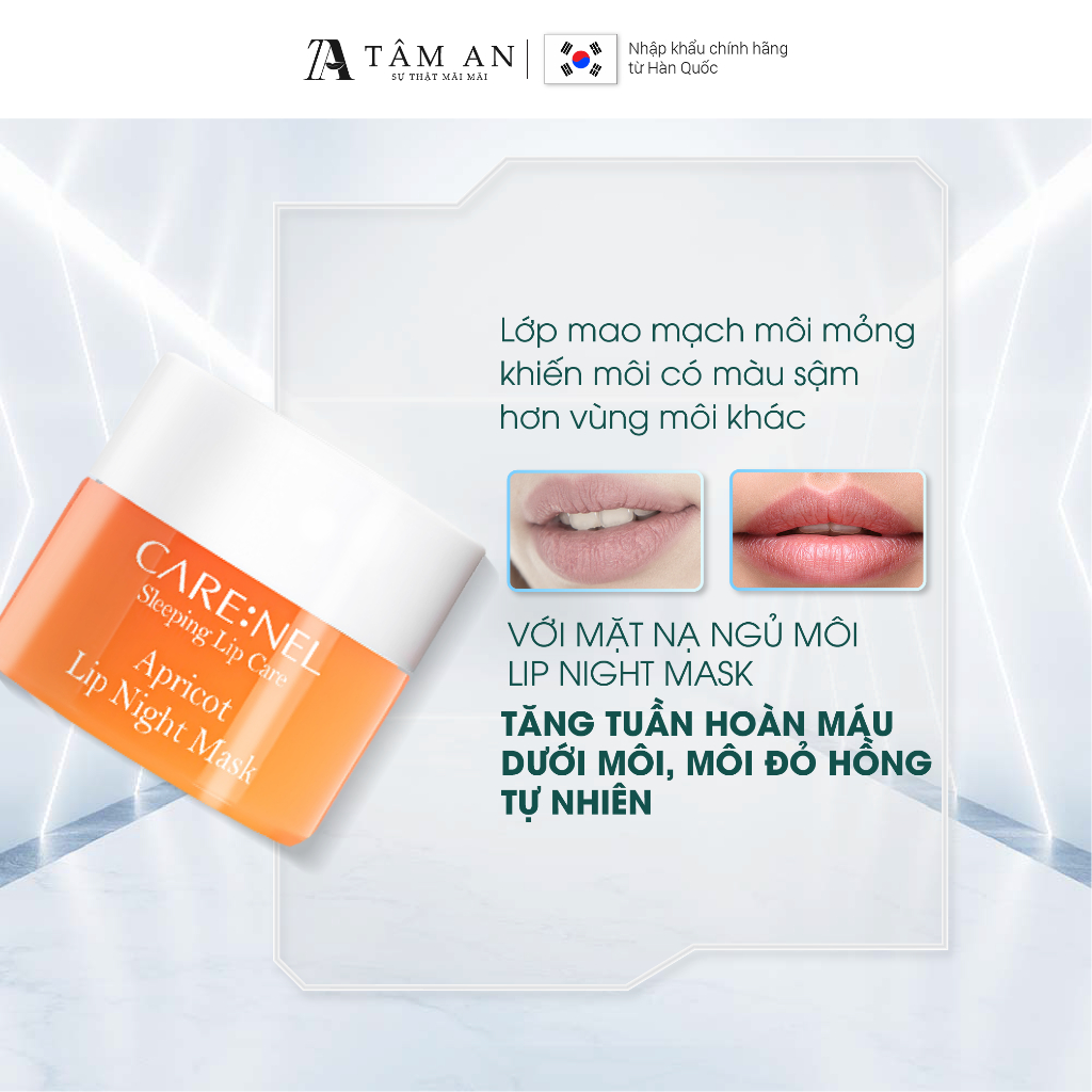 Mặt nạ ngủ môi tẩy tế bào chết môi dưỡng môi mơ CARE:NEL APRICOT LIP NIGHT MASK 5g