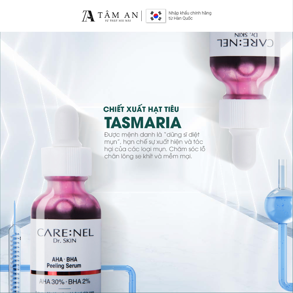 Serum tẩy tế bào chết mặt peel da aha bha giảm mụn CARE:NEL AHA BHA PEELING SERUM 30ml