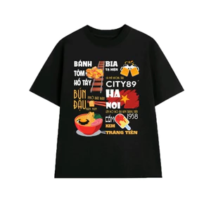 Áo thun unisex ẩm thực Hà Nội-Món ăn đặc trưng Hà Nội Việt Nam áo phông cổ tròn chất Cotton mềm mịn co dãn TA0130