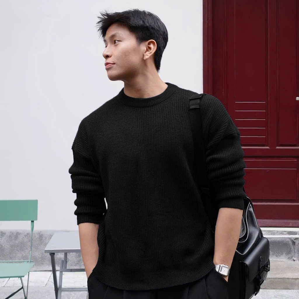 Áo Len Unisex Form Rộng Hàn Quốc, chất len dệt ấm mịn cho nam nữ Halley N39