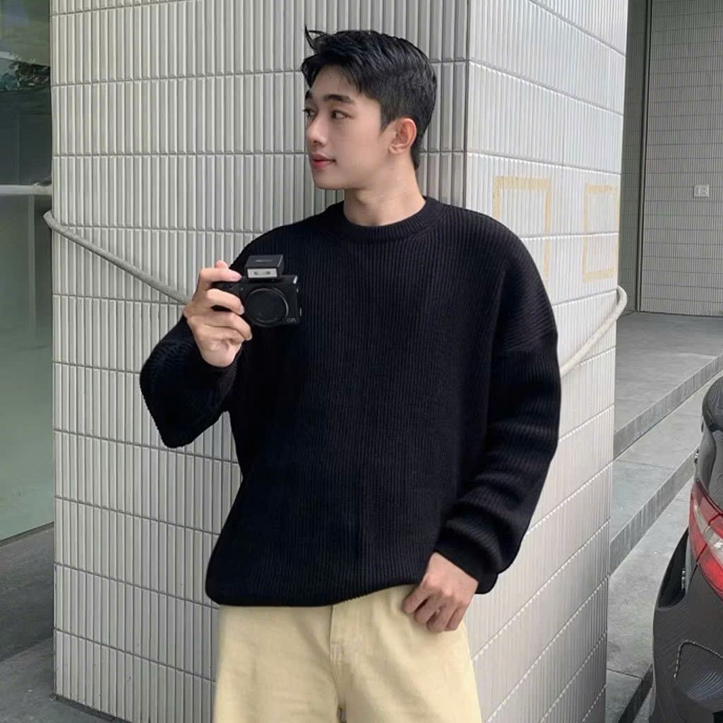 Áo Len Unisex Form Rộng Hàn Quốc, chất len dệt ấm mịn cho nam nữ Halley N39