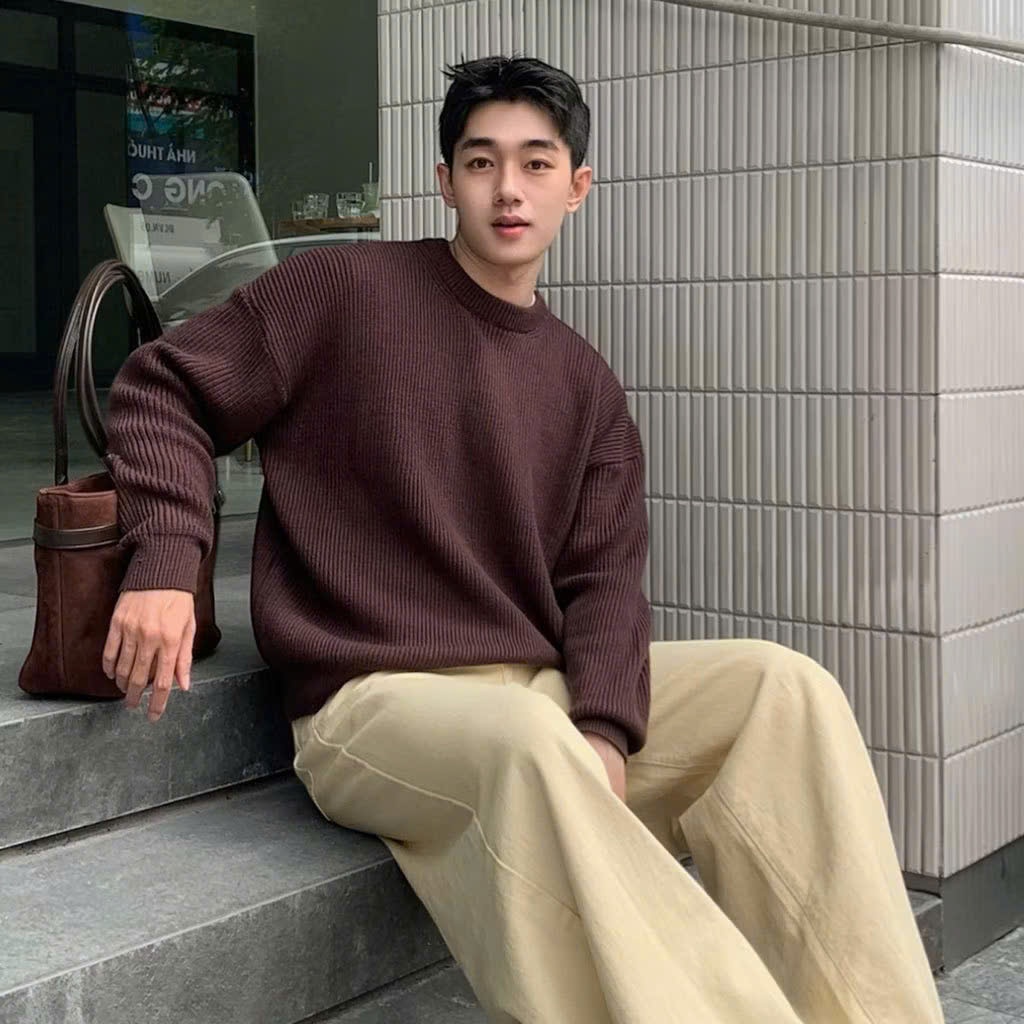 Áo Len Unisex Form Rộng Hàn Quốc, chất len dệt ấm mịn cho nam nữ Halley N39
