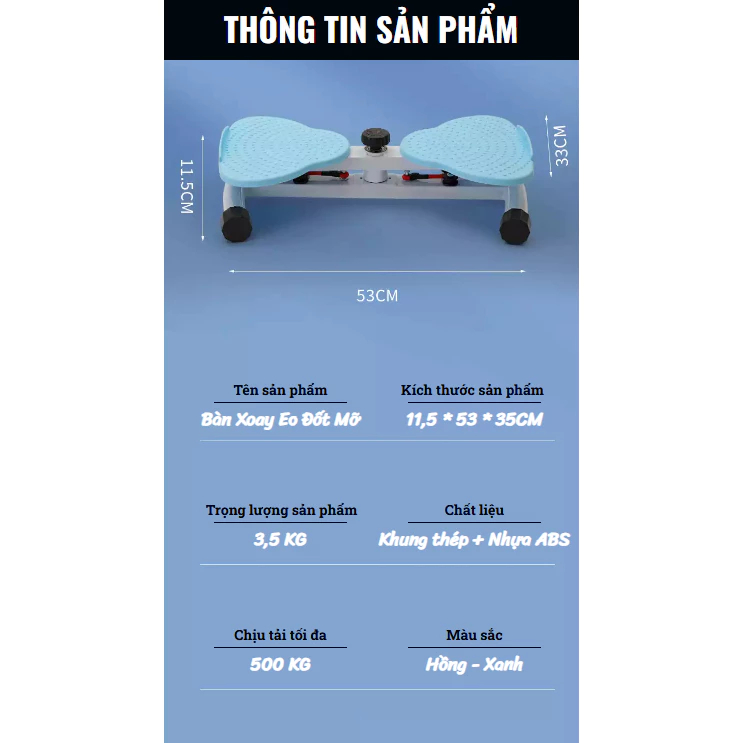 [CHÍNH HÃNG] HABANA SPORT Bàn Xoay Eo Đốt Mỡ Giảm Cân Tại Nhà, Tích Hợp Massage Chân