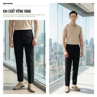 Quần Âu Nam Cao Cấp Mentoris Form CARROT, Quần Tây Nam Cạp Trơn Lịch Lãm, Vải dày Co giãn MTR01C