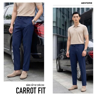 Quần Âu Nam Cao Cấp Mentoris Form CARROT, Quần Tây Nam Cạp Trơn Lịch Lãm, Vải dày Co giãn MTR01C