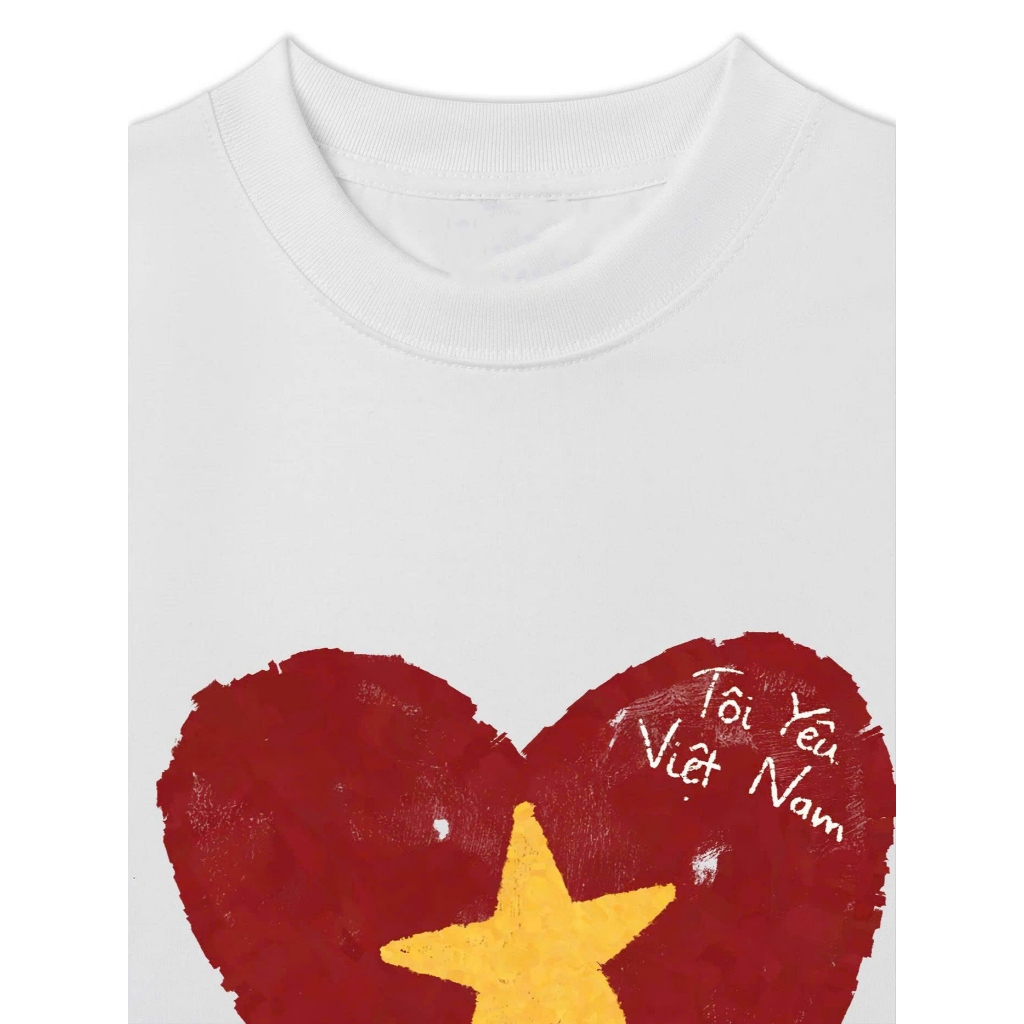 Áo thun unisex Tôi Yêu Việt Nam - áo phông yêu nước hình trái tim cổ tròn chất Cotton mềm mịn co dãn 4 chiều TA0126