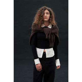 THEKIM Áo croptop dài tay cổ tròn , áo thun tăm cotton tay dài trơn basic cho nữ ôm sát body AD119 croptop