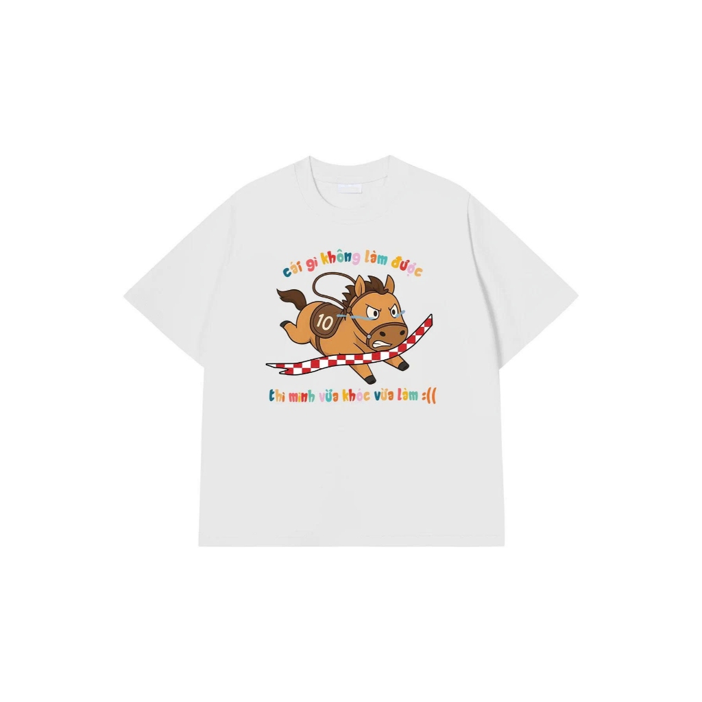 Áo phông unisex chú ngựa Tiểu Dã vừa khóc vừa làm hài hước Áo thun Genz đủ size cổ tròn Cotton mềm co dãn 4 chiều TA0139