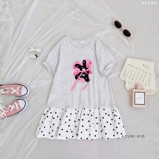 Váy Thun Chấm Bi Bé Gái In Hình Hoạt Hình AZD551 – Đầm Suông A Cotton Đáng Yêu