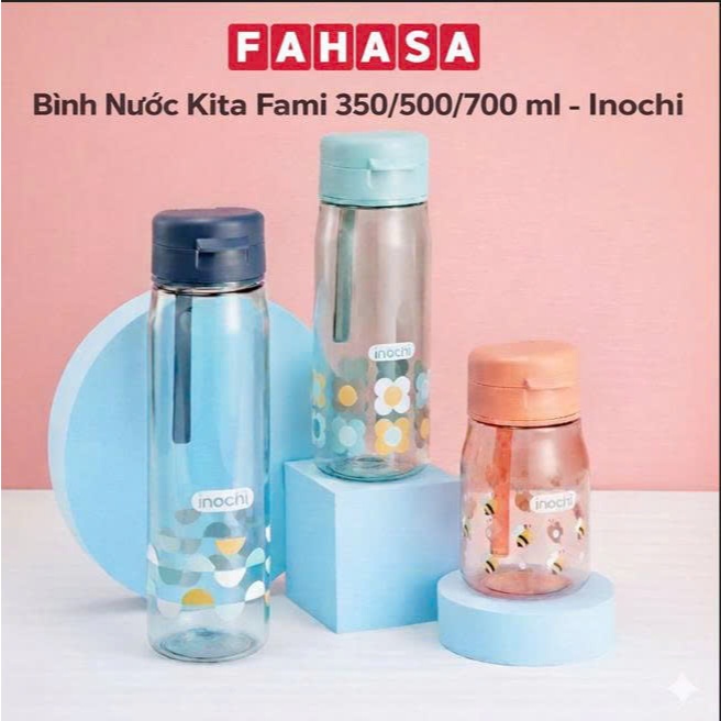Bình Nước Kita Fami 350/500/700 ml - Inochi HIN.BIKF Nhiều Màu, Chất liệu Tritan sang trọng và an toàn - Fahasa
