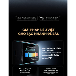 Trạm Sạc GaN CUKTECH 30 ULTRA 3C1A1DC | Công Suất Max 300W | Màn Hình 1.83 Inch | Bảo Hành 18 Tháng TA3005U