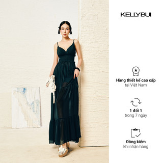[KELLYBUI] Đầm liền maxi dáng dài hai dây, phong cách thời trang nữ mùa hè thanh lịch, quyến rũ