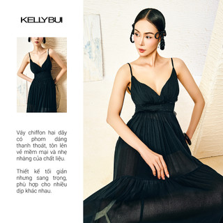[KELLYBUI] Đầm liền maxi dáng dài hai dây, phong cách thời trang nữ mùa hè thanh lịch, quyến rũ