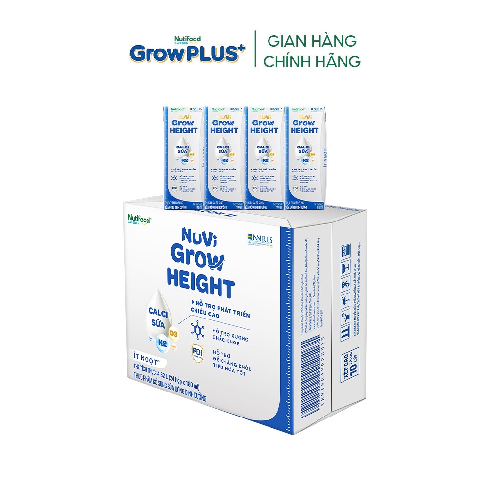 [Livestream KOL] Thùng 24 hộp SBPS Nuvi Grow Height hỗ trợ phát triển chiều cao hộp 180ml