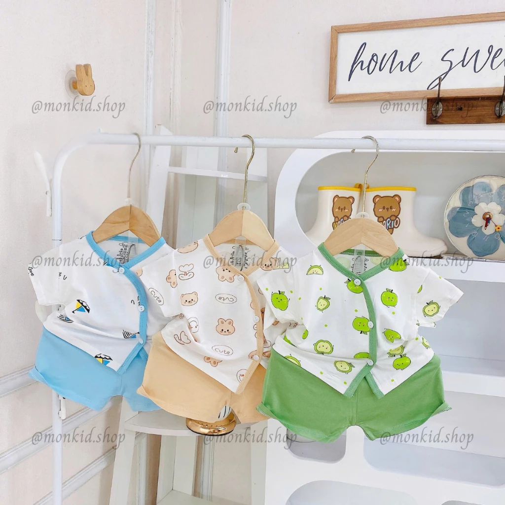 [Peinn] [MỚI] Combo 3/5 Bộ Cộc Tay Bảng Màu TT Chất Thun Lạnh Mềm Mịn Cho Bé Trai, Bé Gái Sơ Sinh 0-9 Tháng