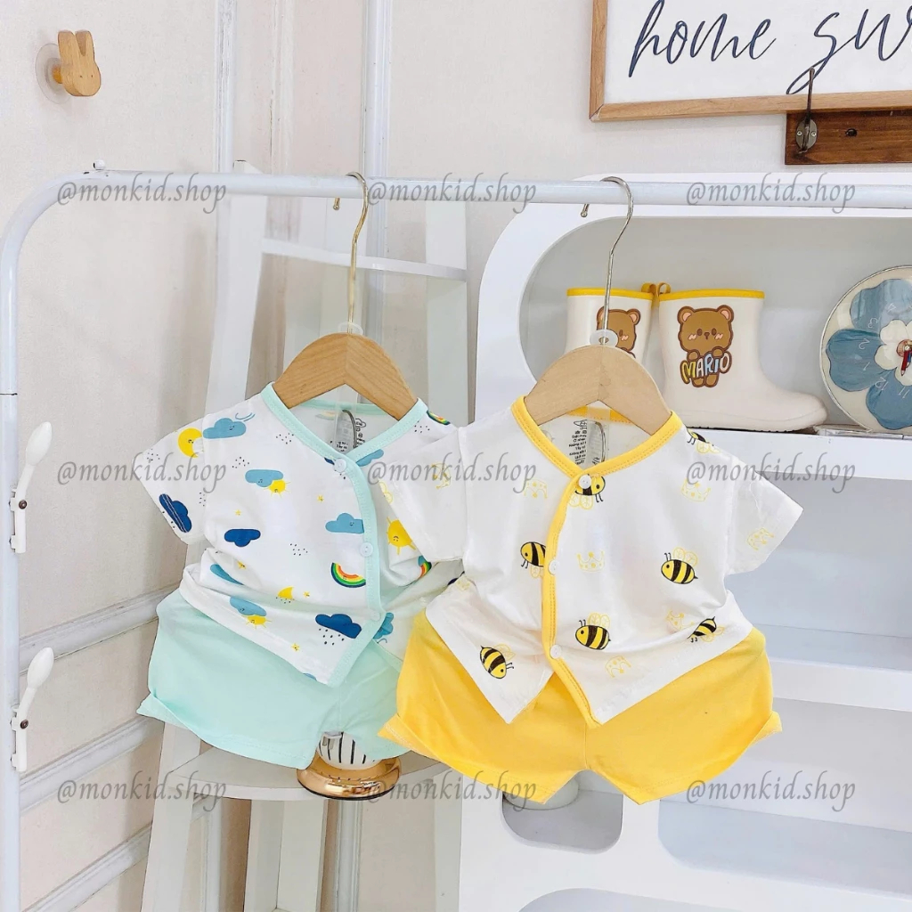 [Peinn] [MỚI] Combo 3/5 Bộ Cộc Tay Bảng Màu TT Chất Thun Lạnh Mềm Mịn Cho Bé Trai, Bé Gái Sơ Sinh 0-9 Tháng
